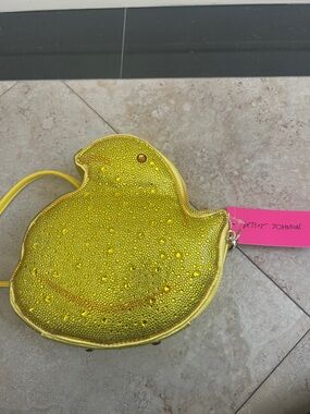 Betsey Johnson Kitsch Peeps Yellow Chick Rhinestone Easter Crossbody Bag NWT